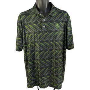 Googan Squad Polo SS Shirt Men's Large Gray Green Fishing Lure Active Stretch
